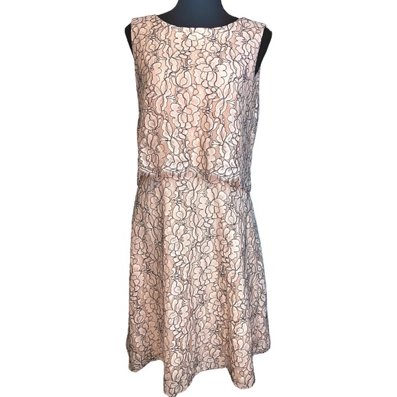 ANTONIO MELANI ☆ Emma Pink Two-Tone Lace Overlay Sleeveless Dress - Picture 2 of 7